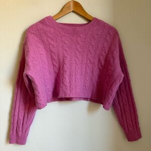 Madewell Cashmere Wool Sweater Size M Orchid Pink Cable Knit Women's Pullover
